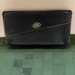 Vintage Black Leather Clutch